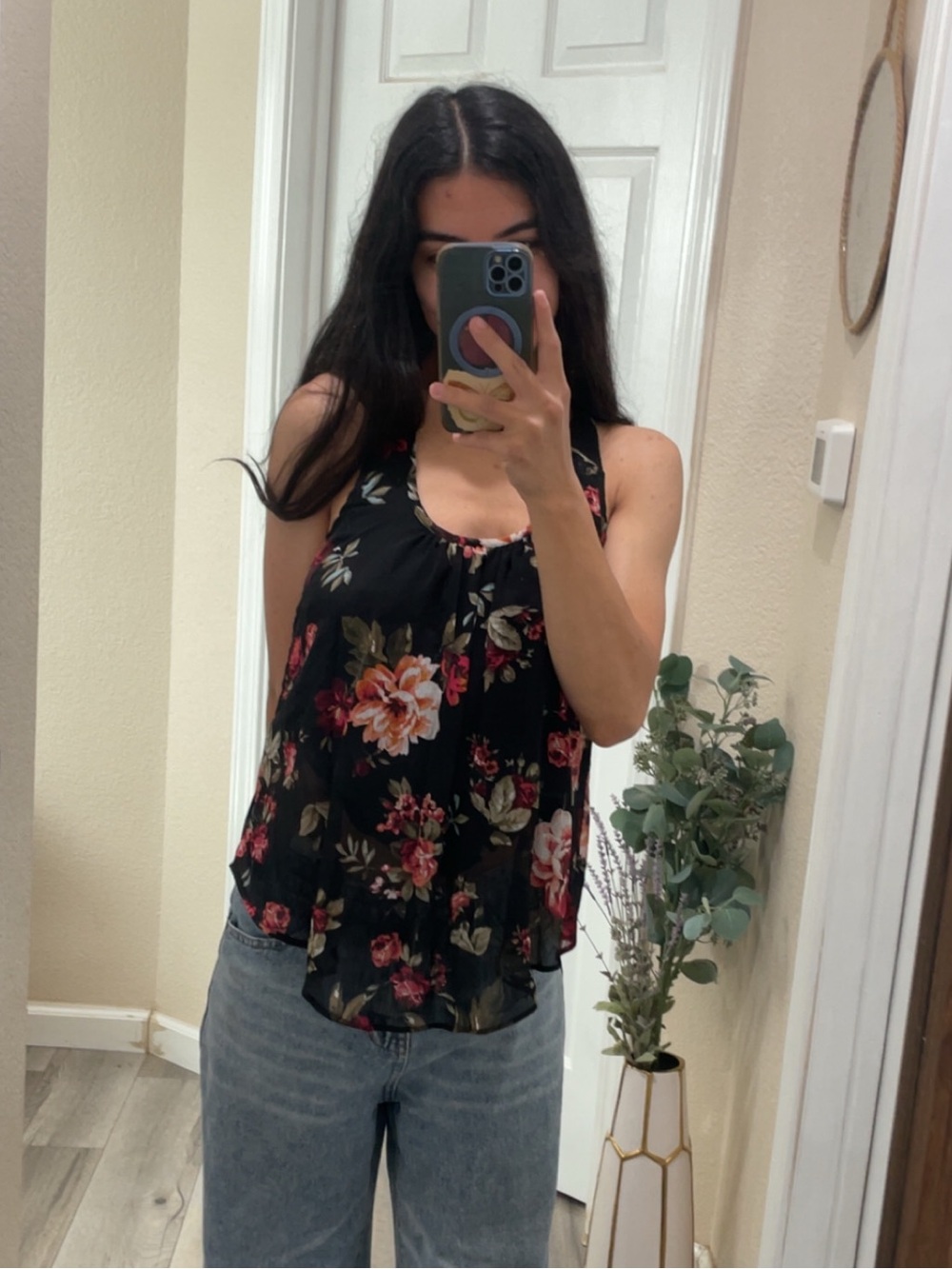 Ambiance floral razor back tank top